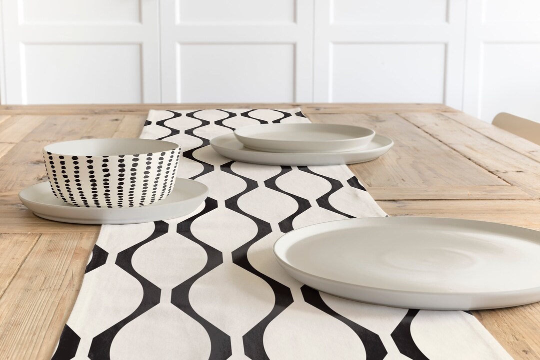 Table Runner, Mid Century Modern Table Runner, Cotton Twill Runner, 2