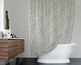 Shower curtain boho, Black & White Shower curtain, Art Deco Design Shower curtain, Boho shower curtain, Dots Rows