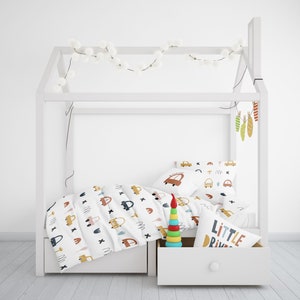 Kids Comforters Cars Design, Boys Cars Bedding, Double Square Quilting Pattern, Scandinavian Nursery, Colorful Cars