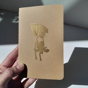 Carnet Lis d'étang, tampon gravé à la main, gravure sur gomme