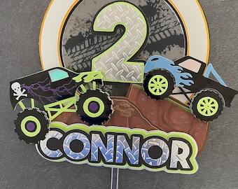 Customizable Monster Truck Cake Topper: Vehicle Birthday Party