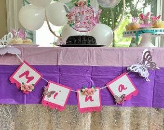 Butterfly banner, Butterfly birthday party banner, Garden garland, butterfly birthday banner, Spring season party