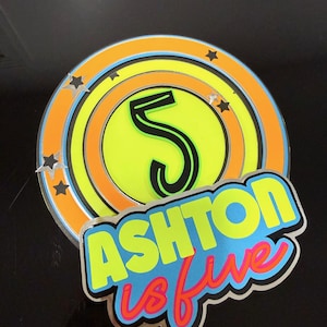 Glow in the Dark Cake Topper: Neon Birthday Party Decor NO (no shaker)
