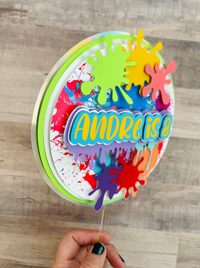 Paint Splatter Cake Topper: Art Birthday Party Decorations - Etsy