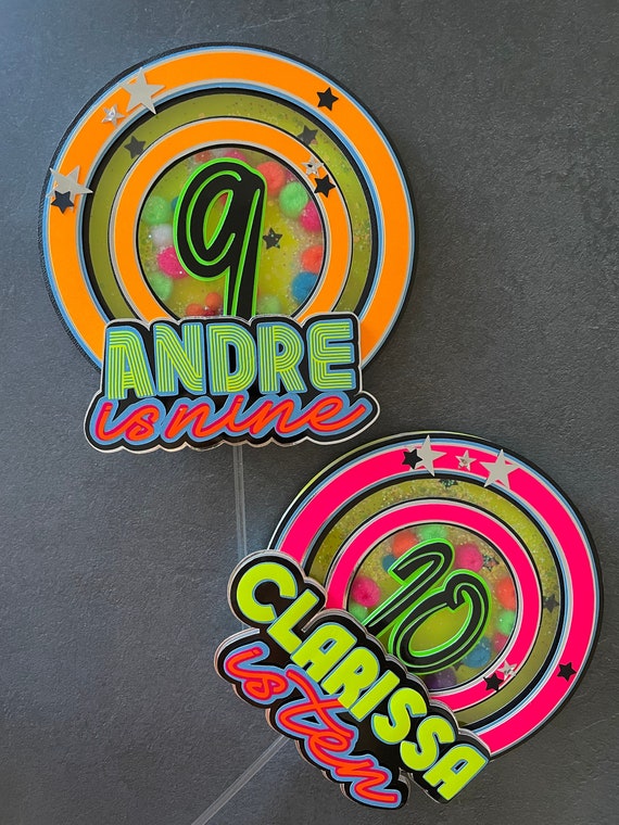 Glow in the Dark Cake Topper: Neon Birthday Party Decor