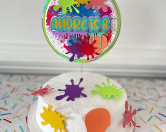 Paint Splatter Cake Topper: Art Birthday Party Decorations