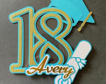 Graduation Floating Number cake topper, college grad, high school graduation, Graduation cake decor, Graduate centerpiece, class of senior