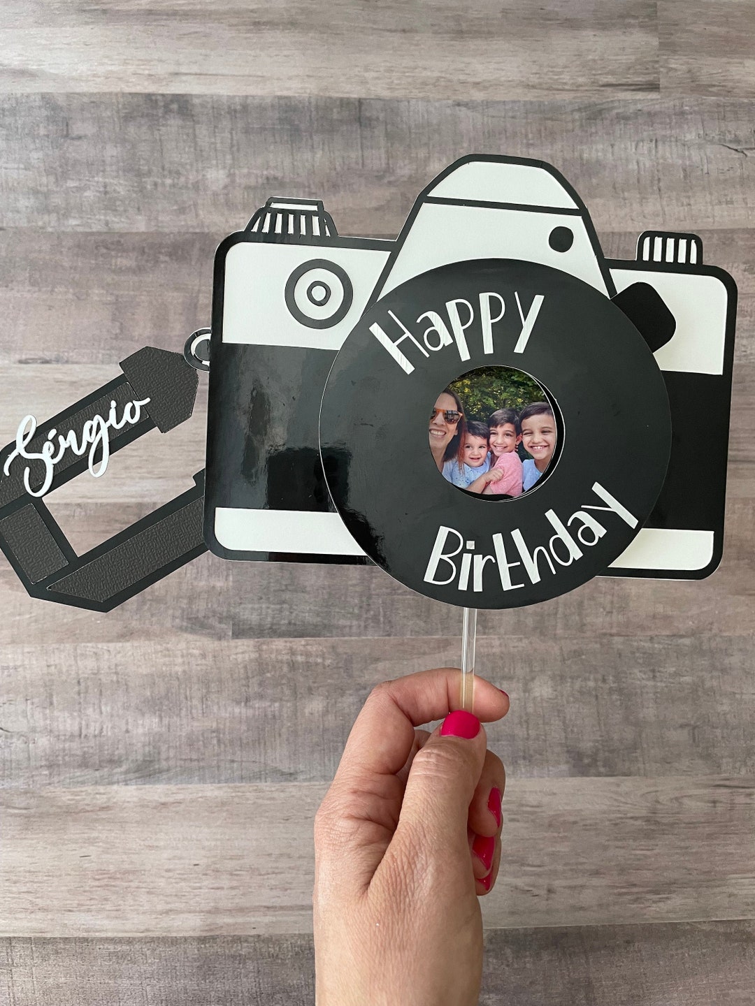 Happy Birthday Camera Cake Topper, Photography Camera Topper