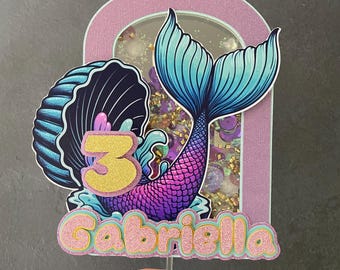 Custom Mermaid Shaker Cake Topper: Pastel Under the Sea Party