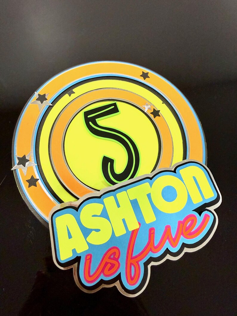 Glow in the Dark Cake Topper: Neon Birthday Party Decor image 12