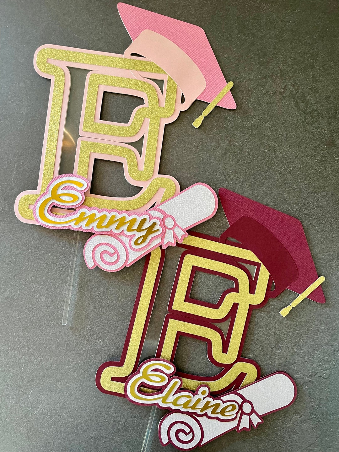 Graduation Initial Custom Graduation Initial and Name Cake Topper, Graduation Centerpiece ...