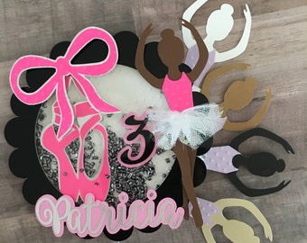 Ballerina cake topper, Ballet cake topper, Ballerina party decor, Ballerina pink and black topper, ballerina birthday
