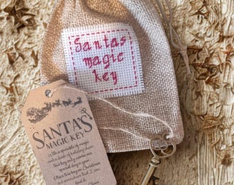 Santa's Magic Key with Embroidered Bag: Chimney-Free Christmas Tradition