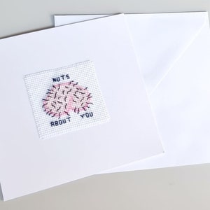 Pazzo di te. Carta di San Valentino. Carta di San Valentino scortese. Carta scortese. Ago art. Carta fatta a mano. Scheda punto croce. Biglietto di auguri. Anniversario.
