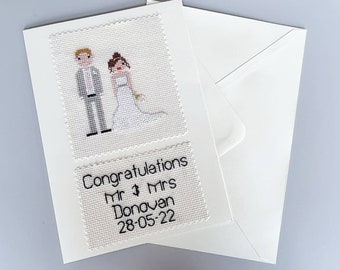 Cross stitch Design with me wedding card   Create your couple needle art    Frameable card keepsake wedding gift   cross stitch Wedding card