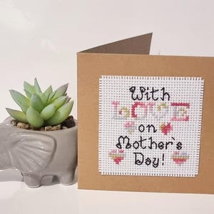 Tarjeta del día de la madre, feliz día de la madre, mamá especial, tarjeta de punto de cruz completa, tarjeta de flores y mariposas, Anne Stitched, tarjeta para mamá