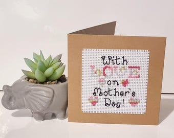 Mothers day card, happy mothers day, special mum, completed cross stitch card, flower and butterfly card, Anne Stitched, card for mum
