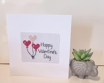 Valentines day card, Valentines day, valentines, for the one you love, cross stitch card, happy valentines day.