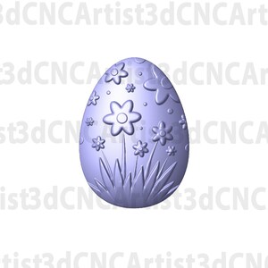 May include: A light purple Easter egg with a 3D design of flowers and grass.