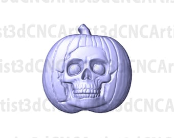 Pumpkin Skull STL File for 3d printing, Laser, CNC Router - 3D Print model - Halloween 3d model -  Pumpkin STL File - Skull Halloween