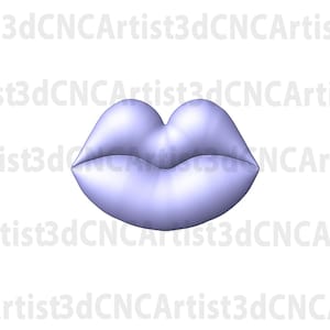 May include: A close-up of a pair of 3D printed lips, rendered in a light purple color. The lips are slightly parted, creating a subtle pout.