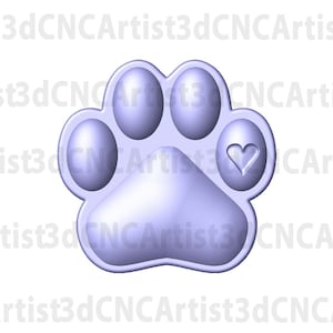 Paw Print  STL File for 3d printing, Laser, CNC Router - 3D Printable model - Paw Print 3d printable model -  Dog Cat Paw Print 3d download