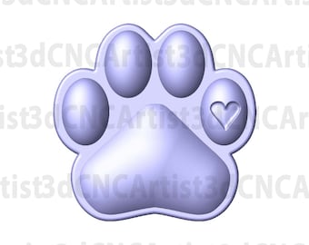 Paw Print  STL File for 3d printing, Laser, CNC Router - 3D Printable model - Paw Print 3d printable model -  Dog Cat Paw Print 3d download