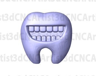 Smiling Tooth STL File for 3d printing, Laser, CNC Router - 3D Printable model - Teeth 3d printable model - Tooth 3d downloadable model
