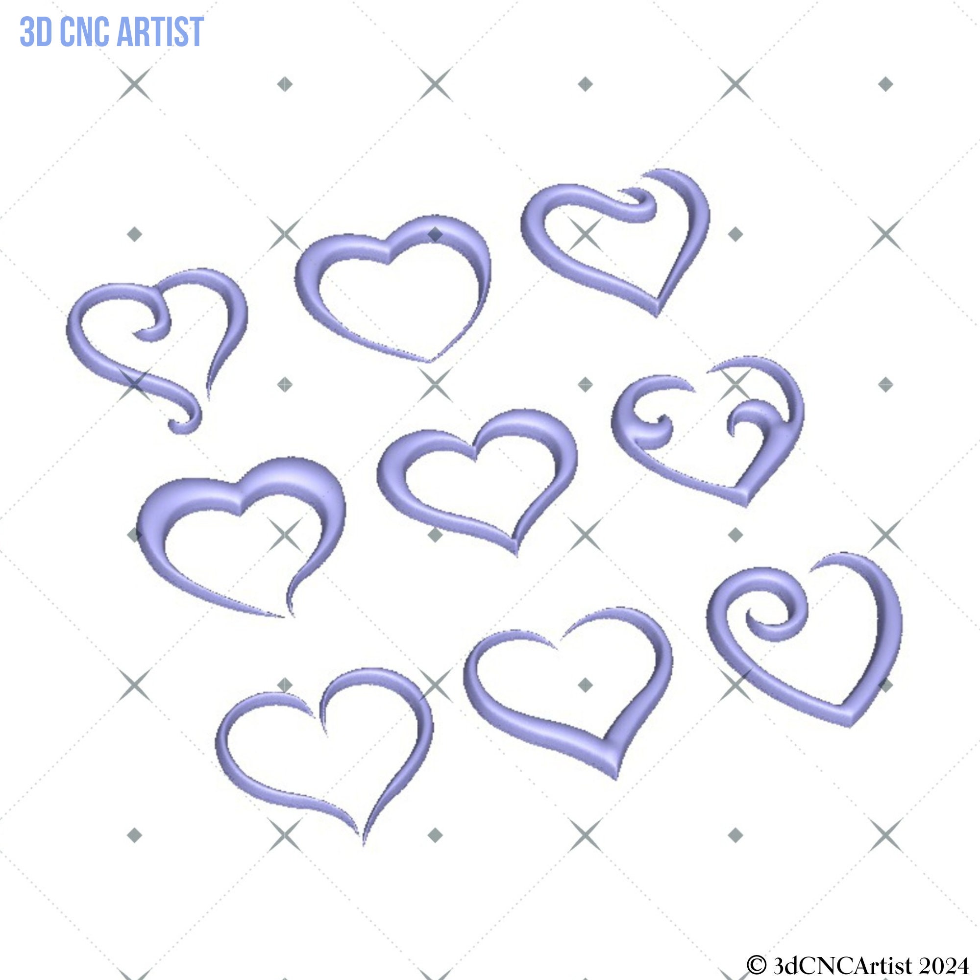 Heart Elements STL File for 3d Printing, Laser, CNC Router - 3D ...