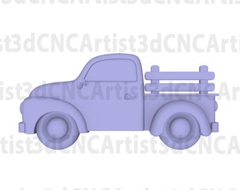 Oude Vrachtwagen STL Bestand voor 3D-printen, Laser, CNC Router - 3D Printable model - Vintage Truck printable model - Truck 3D Model STL File