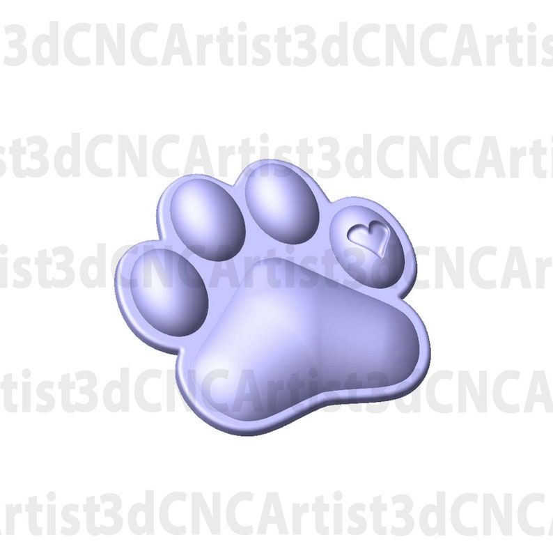 Paw Print STL File for 3d printing Laser CNC Router 3D Etsy