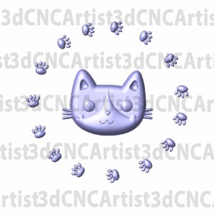 Cat STL File for 3d printing, Laser, CNC Router - 3D Printable model - Kitty Cat 3d printable model - Cat Paw Prints 3d downloadable model