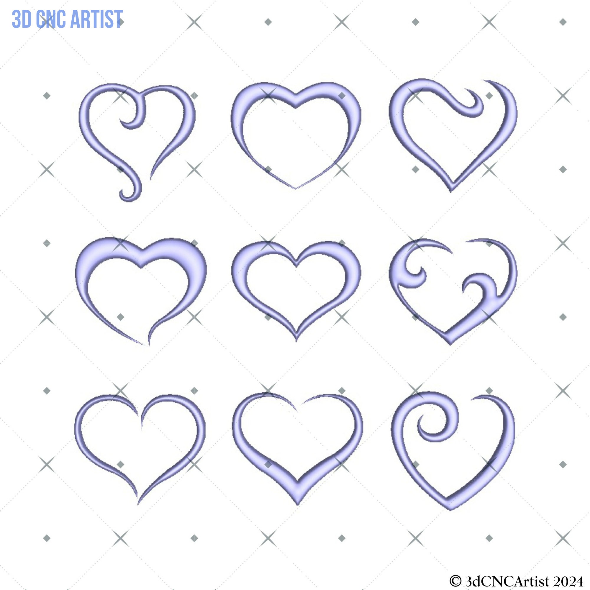 Heart Elements STL File for 3d Printing, Laser, CNC Router - 3D ...