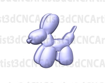 Ballonghund STL-fil för 3D-utskrift, laser, CNC-router - 3D-utskriftsbar modell - Ballong 3D .stl-utskriftsmodell - Ballongdjur STL-fil