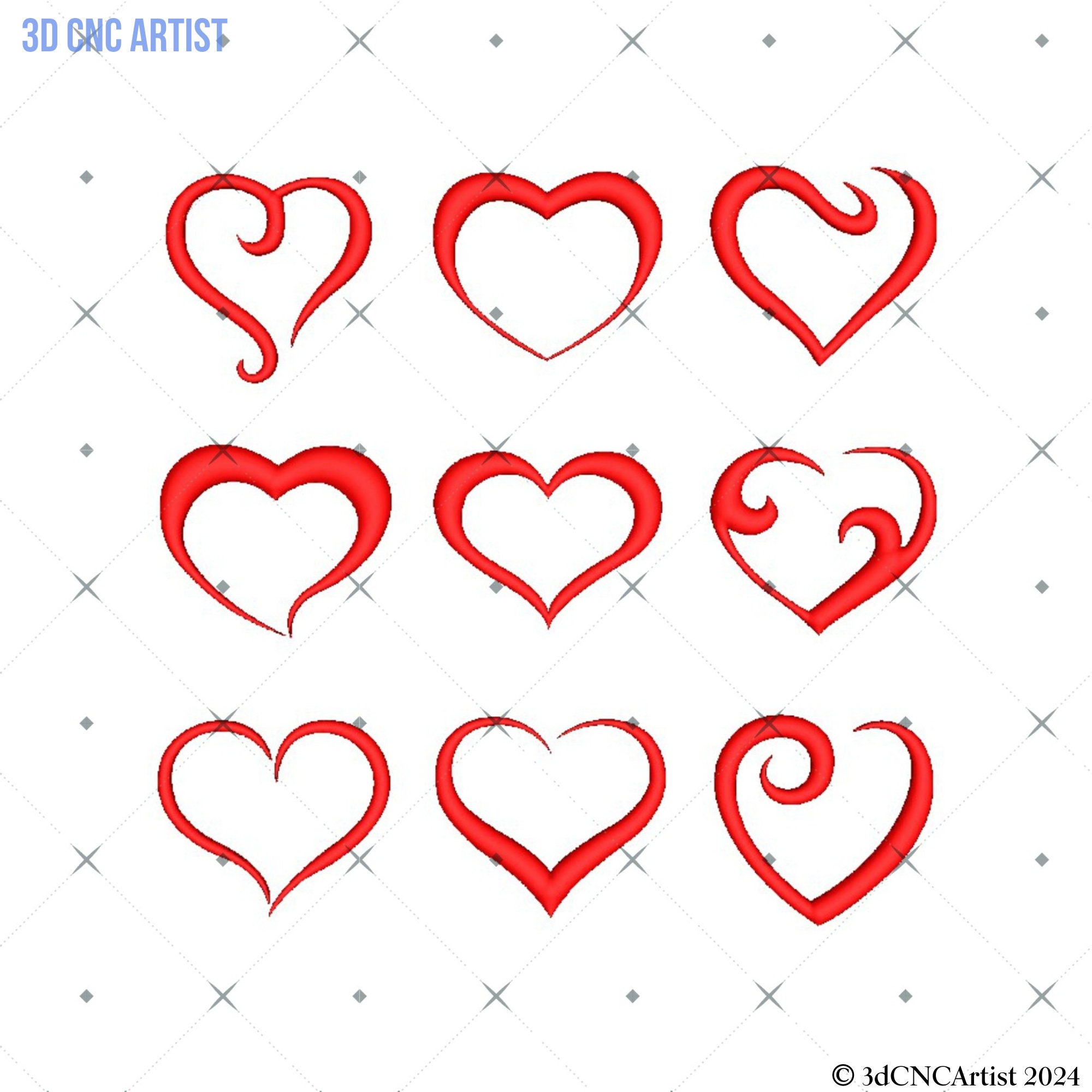 Heart Elements STL File for 3d Printing, Laser, CNC Router - 3D ...