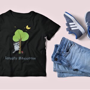 Lovely Raccoon Kids Tee ~ Kids Drawing on Kids Tee ~ Cute Kids Shirt ~