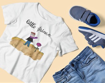 La camisa del niño pequeño del principito ~ Camiseta de dibujo de los niños ~ El principito, la rosa y el amor ~