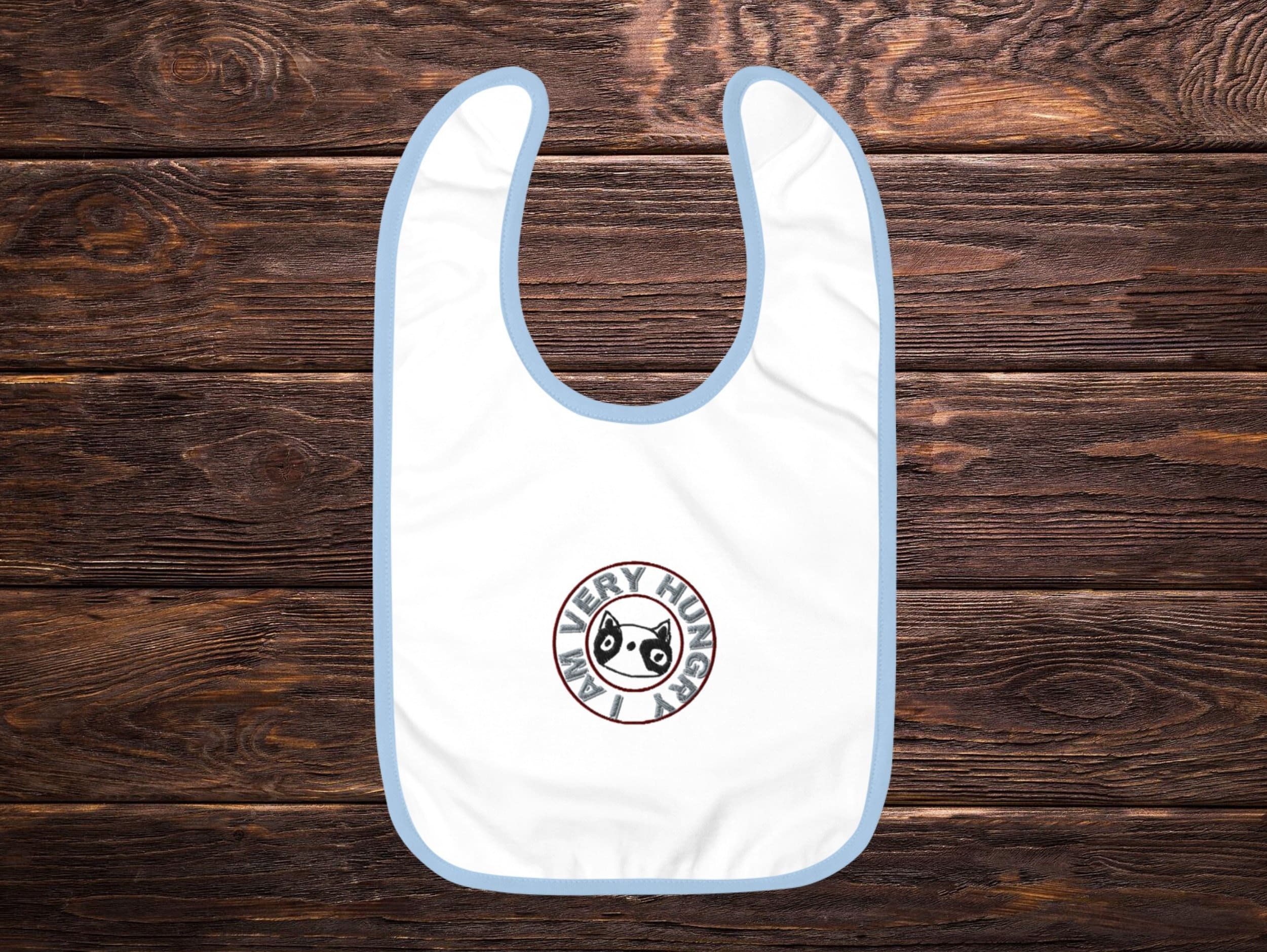 I am very hungry unique design embroidered baby bib