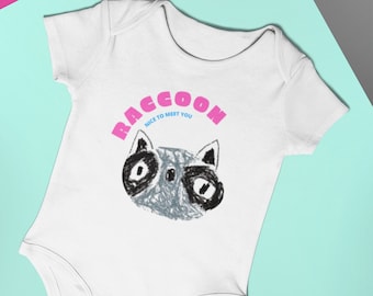 Raccoon, nice to meet you, baby romper design