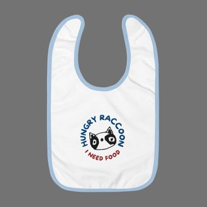 Hungry Raccoon, I need Food baby cute embroidered bibs