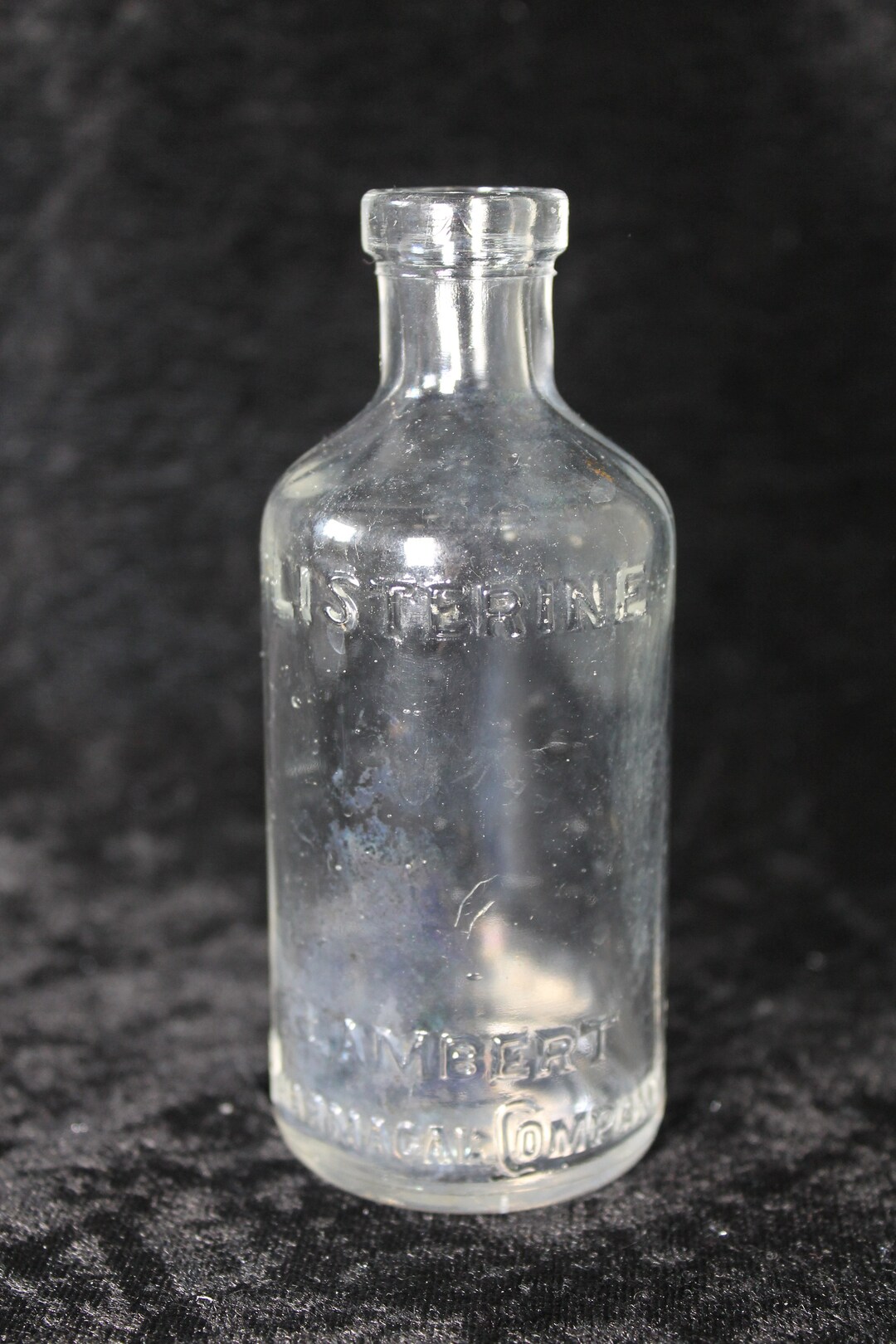Antique Early 20th Century Listerine Bottle Embossed Clear Glass