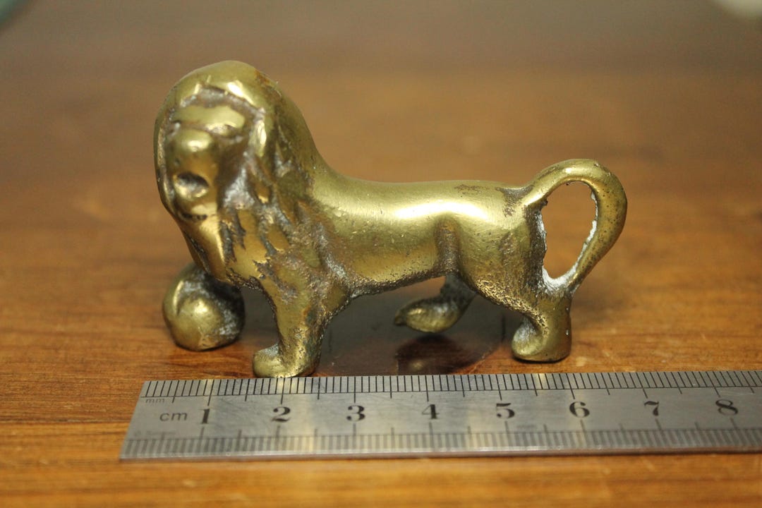 Vintage Brass Lion With Ball Figurine Mid-century Solid Brass Country ...
