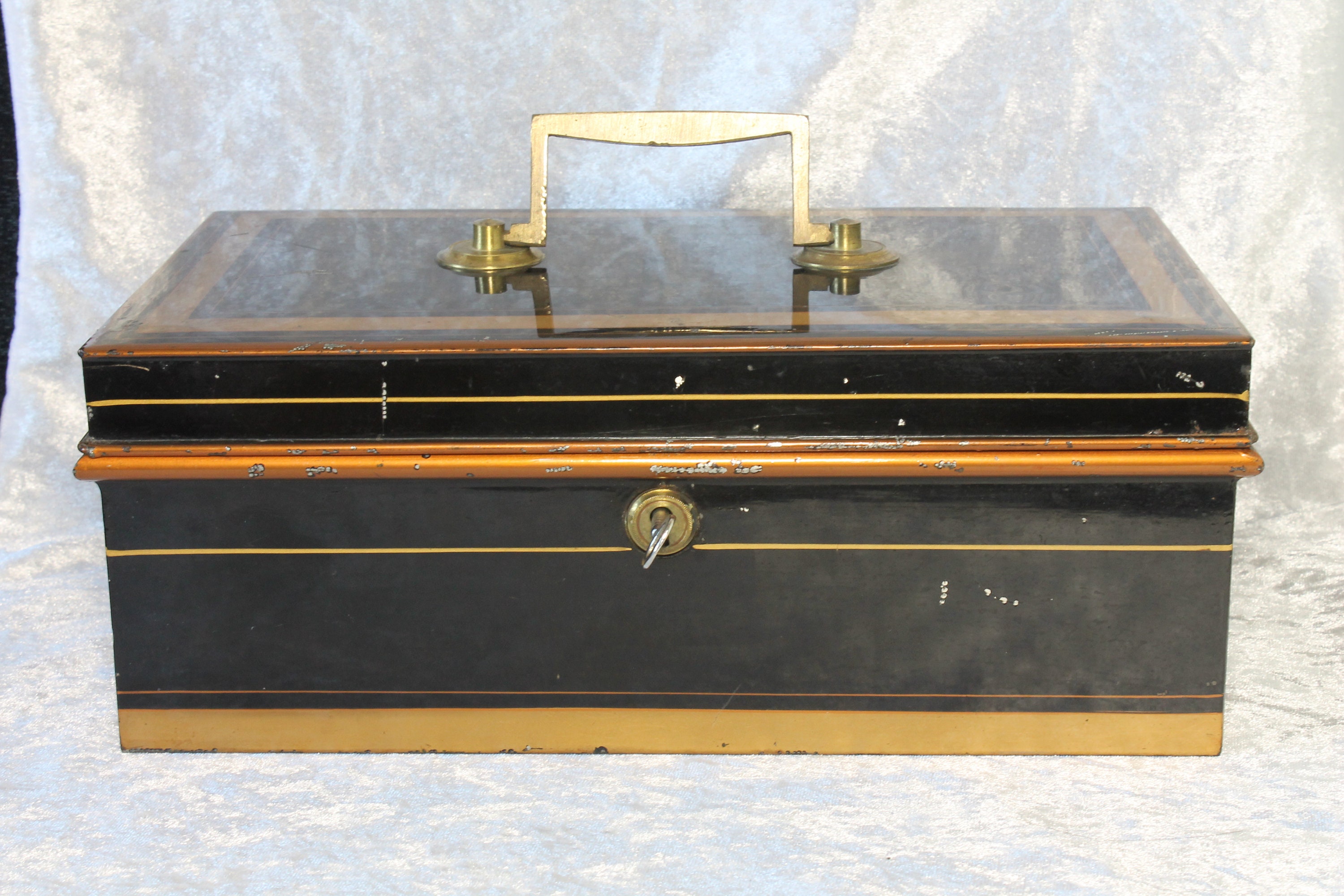 Antique Box with Key 1950s Chest box with its key Money Box with Key