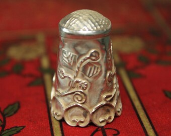 Vintage Mexico Taxco Sterling Silver Thimble 925JPA SC Wirework Foliate Design Sewing Collectible Gift