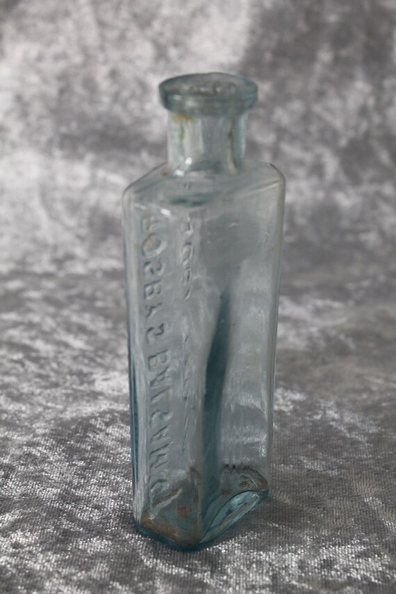 Antique Early 20th Century Era Aqua / Pale Blue Glass Crosby's
