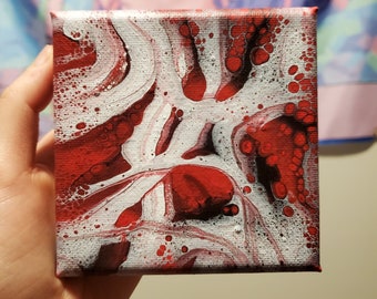 Fluid Art Paint Pour Art on Stretched Canvas - 4x4"