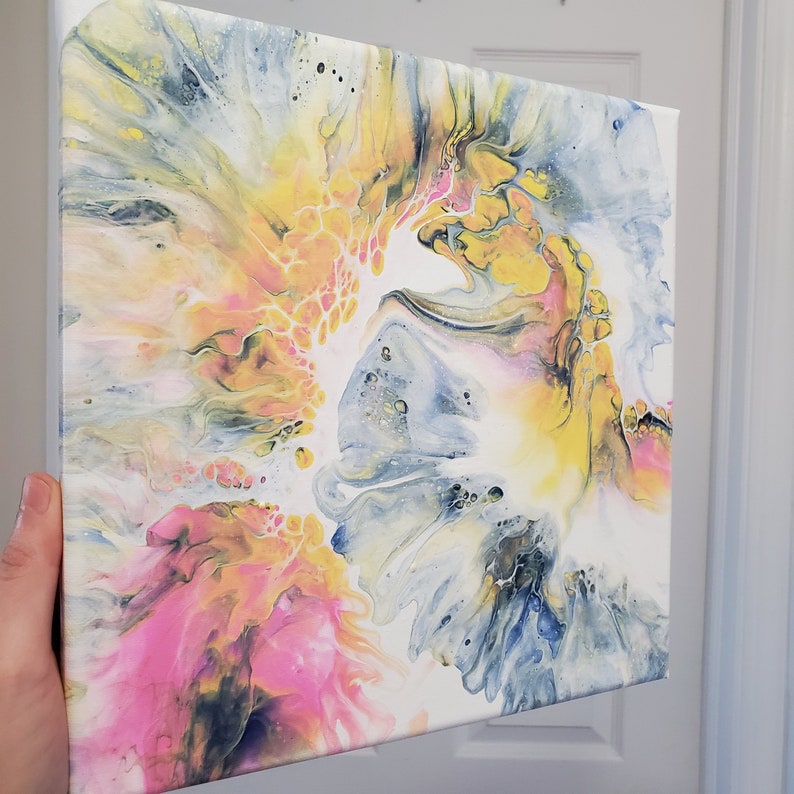 Pair! 10x10 Fluid Art Stretched Canvas
