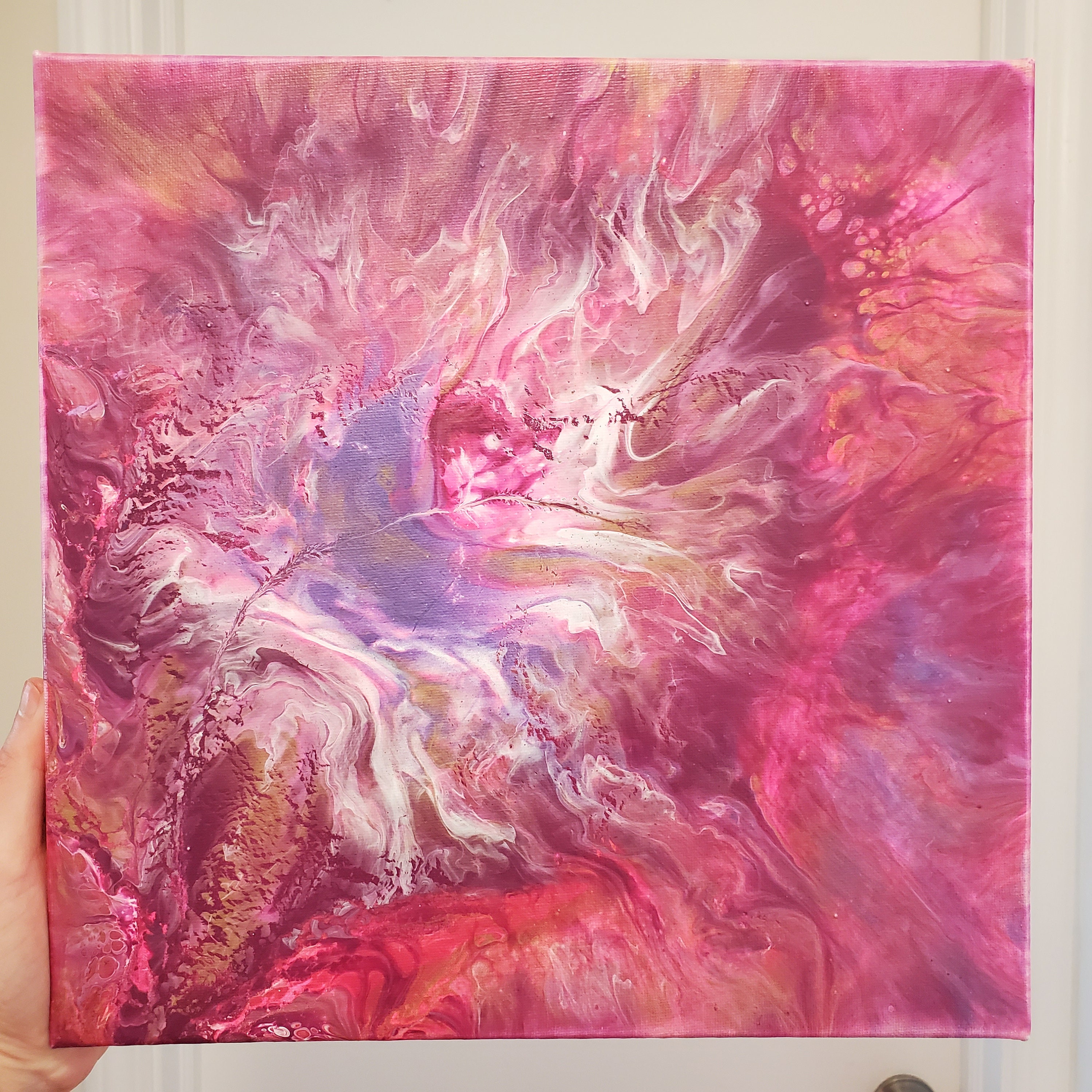 Fluid Art Stretched Canvas 12x12 Etsy UK