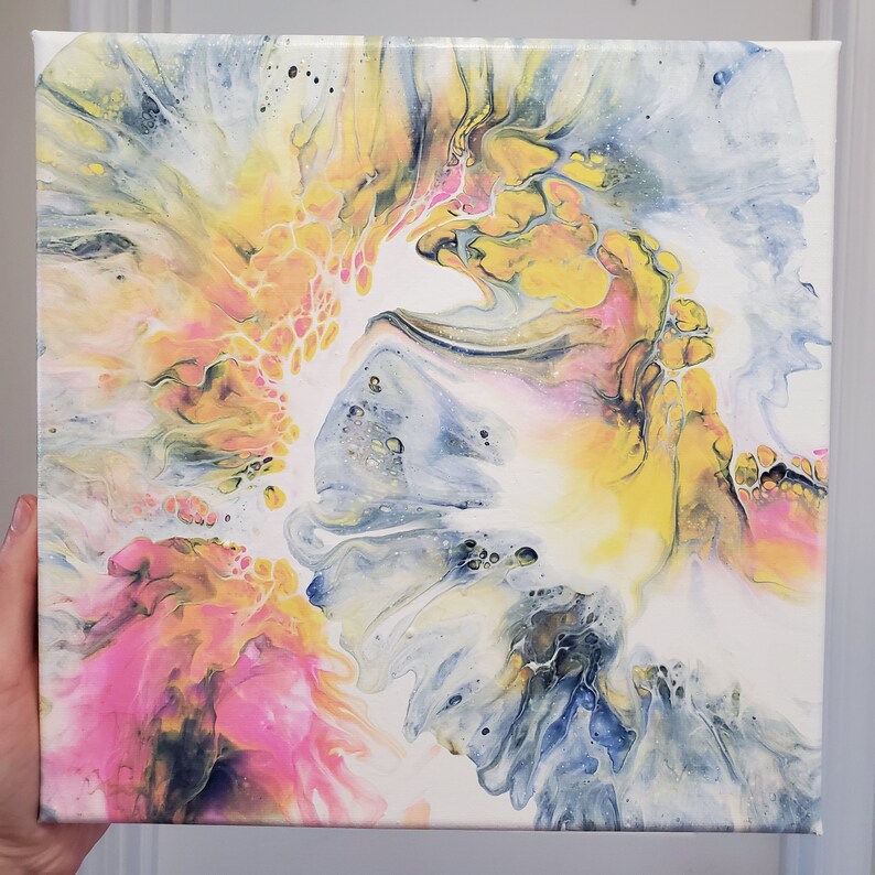 Pair! 10x10 Fluid Art Stretched Canvas