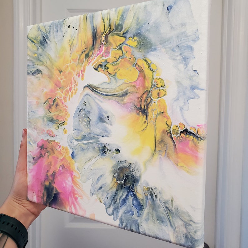 Pair! 10x10 Fluid Art Stretched Canvas